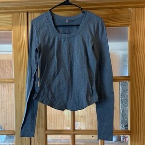 Women's Free People Movement Heather Gray Long Sleeve Fitted Athletic Top M